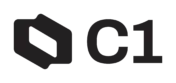 Black icon shaped like a stylized ticket followed by the bold text "C1" on a white background.