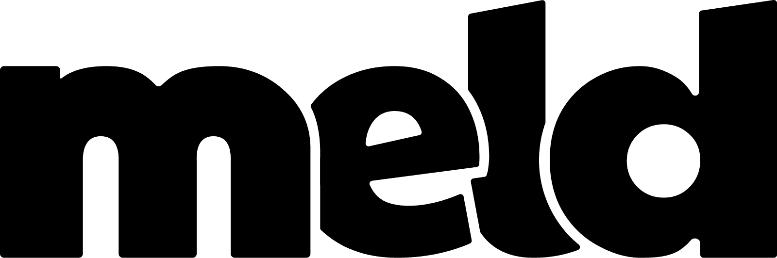 The word "meld" is displayed in bold, black lowercase letters on a white background.