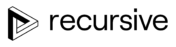 The image shows the word "recursive" in lowercase black letters next to a black and white Penrose triangle logo on a light gray background.