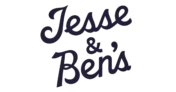 The image shows the words “Jesse & Ben’s” written in dark, bold, cursive letters on a plain, light background, elegantly showcasing both Jesse and Ben’s names in striking calligraphy.