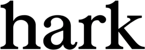 The word “hark” displayed in large, bold, black serif font on a light gray background.