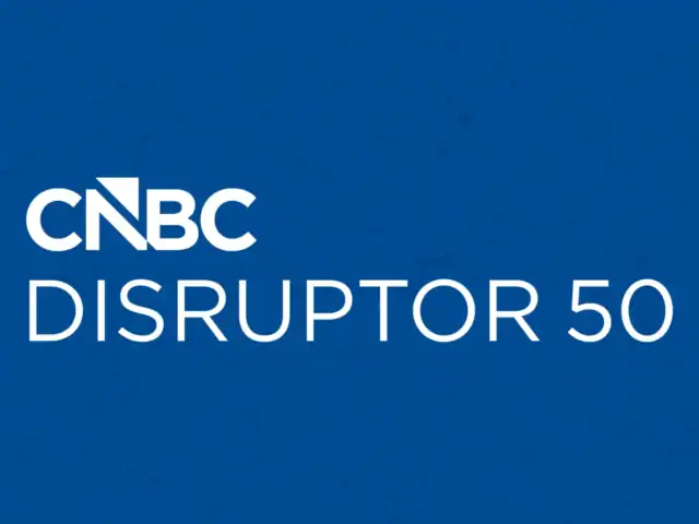 CNBC Disruptor 50 logo on a blue background, featuring Whatnot as one of the Greycroft portfolio companies recognized in the CNBC Disruptor 50 list.